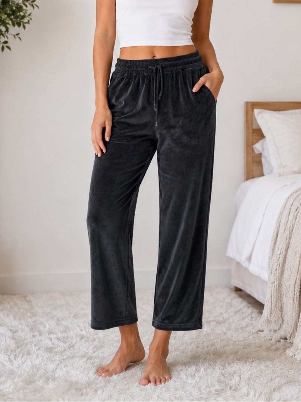 Tahari Velvet Velour Pyjama Pants - Sz S